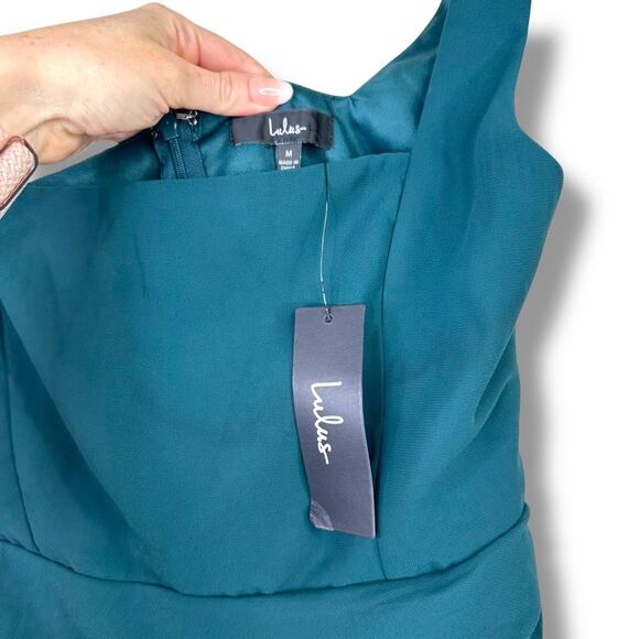 Lulus NWT Glamorous Disposition Emerald Green Square Neckline Ruched Maxi Dress - Picture 9 of 10